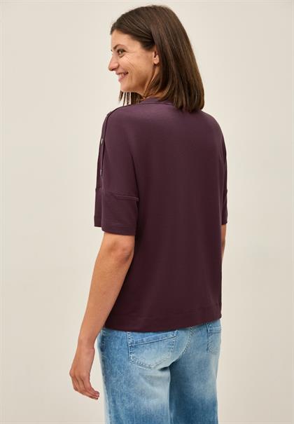 T-Shirt mit Knopfdetail mulberry red
