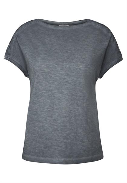 T-Shirt mit Knopfdetail volcanic grey