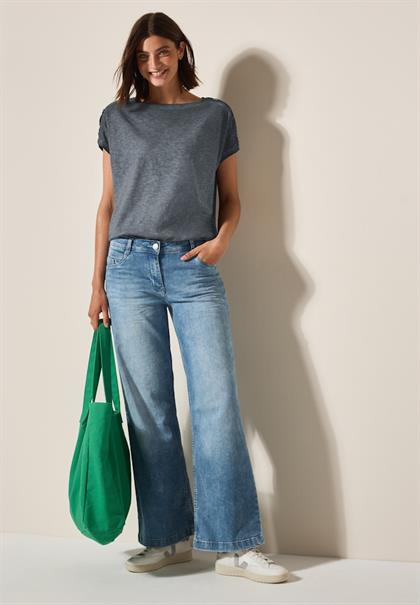 T-Shirt mit Knopfdetail volcanic grey