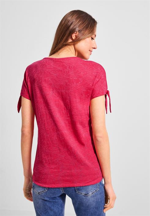 bei mit online out bequem kaufen strawberry Damen Knotendetail T-Shirt Cecil T-Shirt burn red