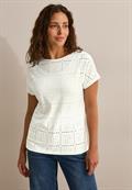 T-Shirt mit Lochmuster vanilla white