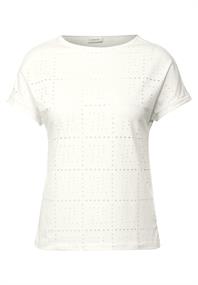 T-Shirt mit Lochmuster vanilla white
