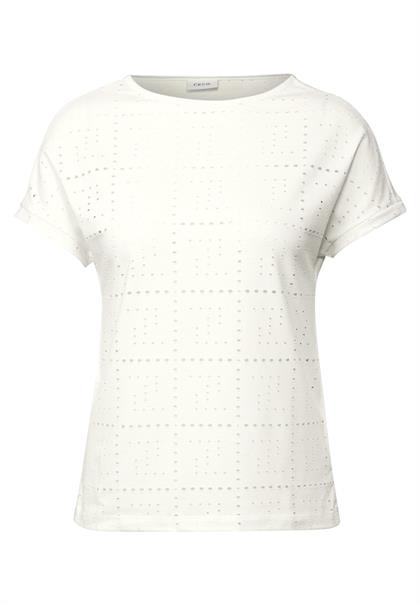 T-Shirt mit Lochmuster vanilla white