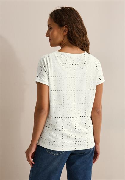 T-Shirt mit Lochmuster vanilla white