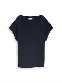 T-Shirt mit Lochstickereien sky captain blue