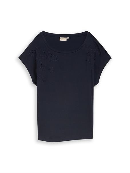 T-Shirt mit Lochstickereien sky captain blue