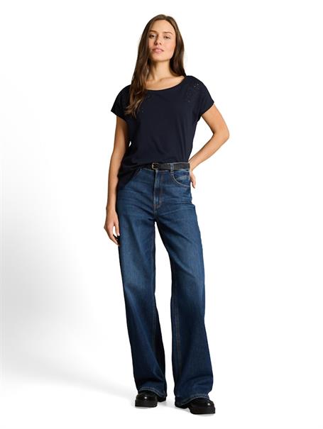 T-Shirt mit Lochstickereien sky captain blue