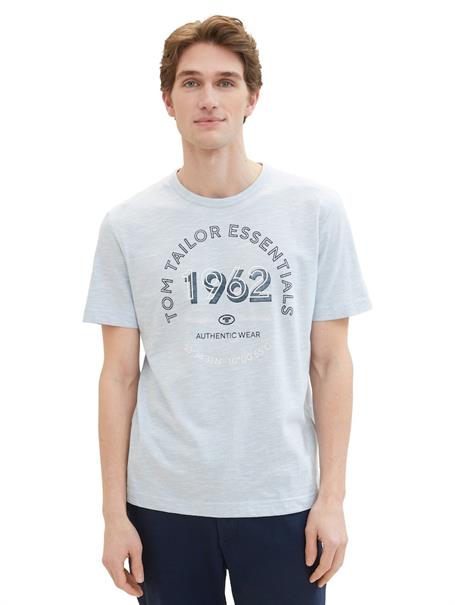 T-Shirt mit Logo Print foggy blue finestripe