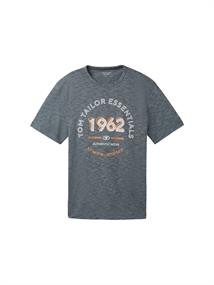 T-Shirt mit Logo Print navy grey mint finestripe