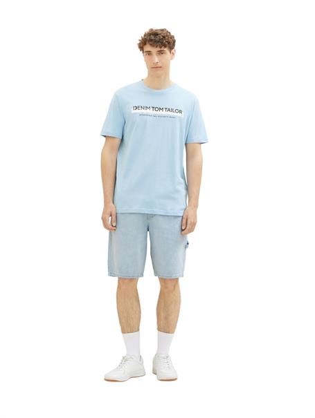 T-Shirt mit Logo Print washed out middle blue