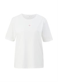 T-Shirt mit Logostickerei creme