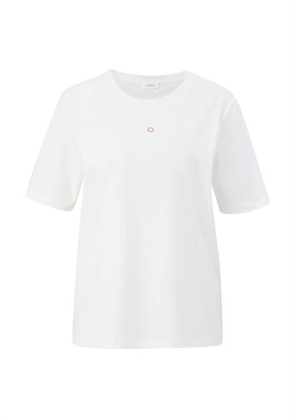 T-Shirt mit Logostickerei creme