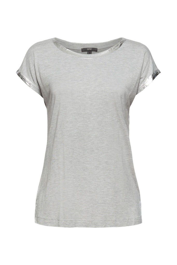 Esprit Damen T-Shirt 101eo1k320 Light Grey - viskose