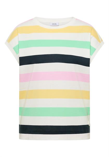 T-Shirt mit Multicolor Streifen vanilla white
