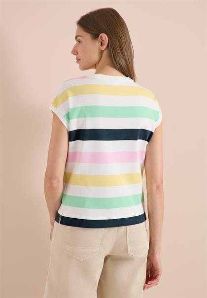 T-Shirt mit Multicolor Streifen vanilla white