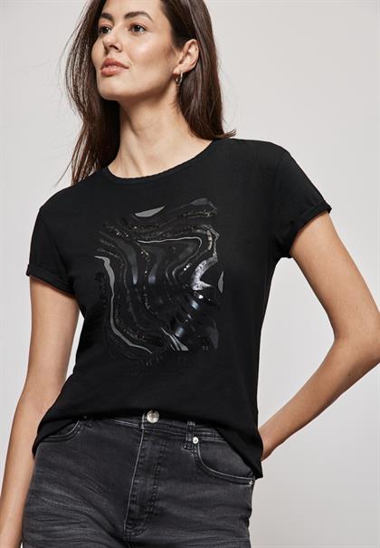 T-Shirt mit Pailetten black