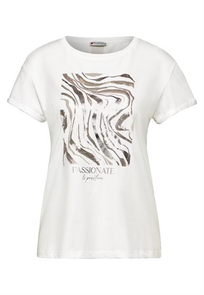 T-Shirt mit Pailetten off white