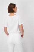T Shirt mit Pailletten Schrift weiß