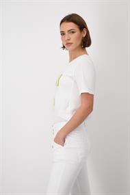 T Shirt mit Pailletten Schrift weiß