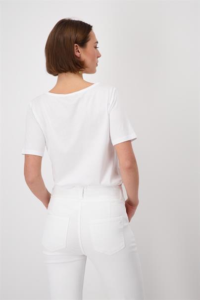 T Shirt mit Pailletten Schrift weiß