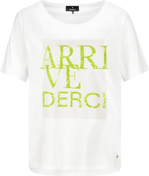 T Shirt mit Pailletten Schrift weiß
