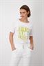 T Shirt mit Pailletten Schrift weiß