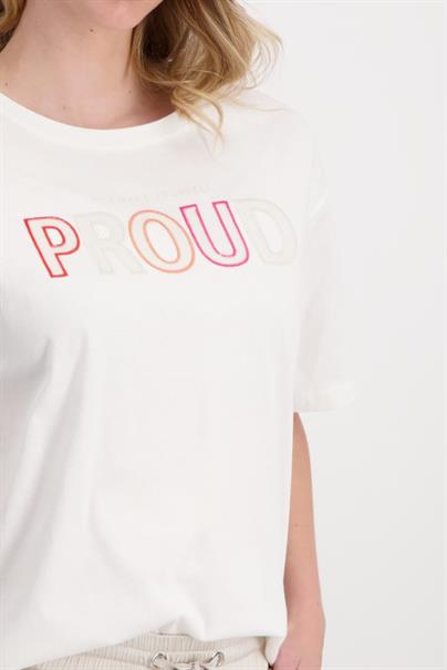T-Shirt mit Pailletten Stickerei off-white