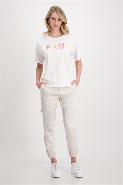 T-Shirt mit Pailletten Stickerei off-white