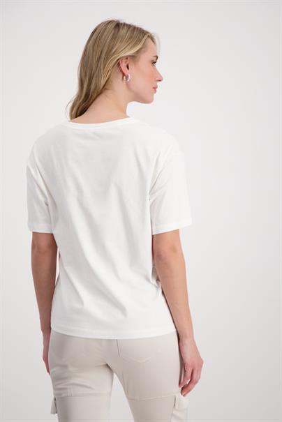 T-Shirt mit Pailletten Stickerei off-white