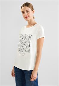 T-Shirt mit Paillettendetail off white