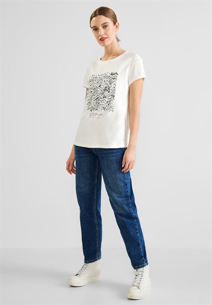 T-Shirt mit Paillettendetail off white
