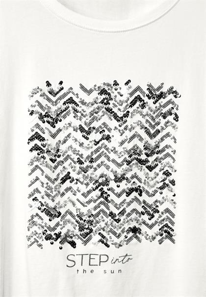 T-Shirt mit Paillettendetail off white
