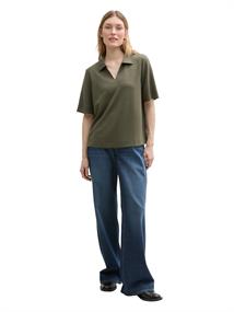 T-Shirt mit Polokragen deep forest green