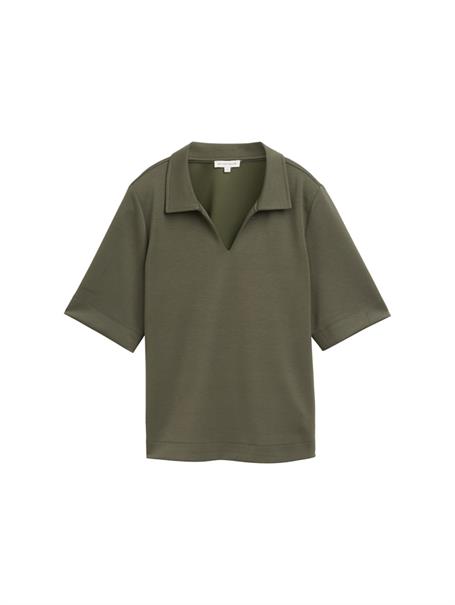 T-Shirt mit Polokragen deep forest green