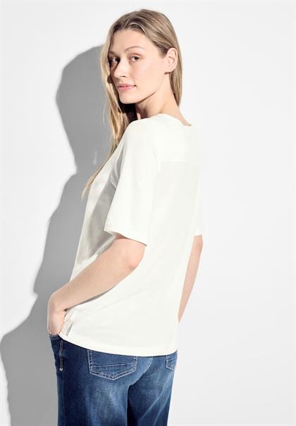 T-Shirt mit Print Detail vanilla white