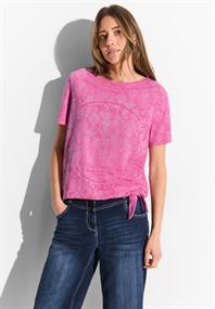 T-Shirt mit Print und Deko bloomy pink