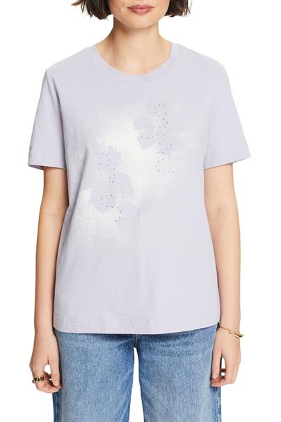 T-Shirt mit Print und Slub-Struktur light blue lavender
