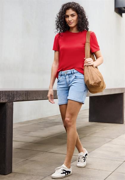 T-Shirt mit Puffärmeln mandarin red