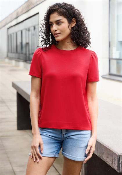 T-Shirt mit Puffärmeln mandarin red