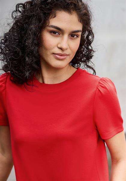 T-Shirt mit Puffärmeln mandarin red