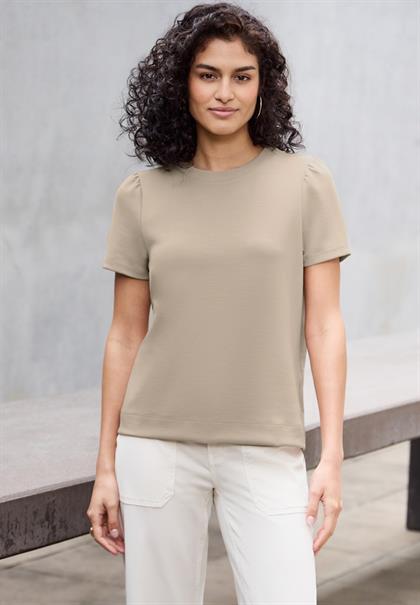 T-Shirt mit Puffärmeln sandshell beige