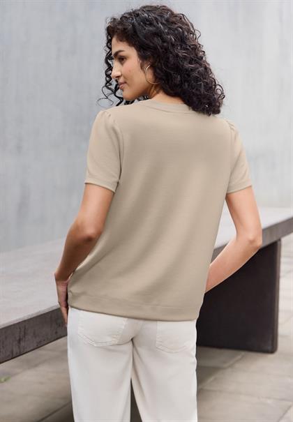 T-Shirt mit Puffärmeln sandshell beige