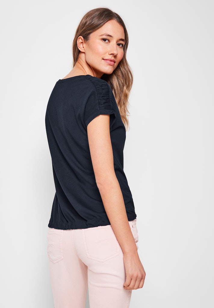 Cecil Damen T-Shirt T-Shirt mit Raffdetails deep blue bequem online kaufen  bei