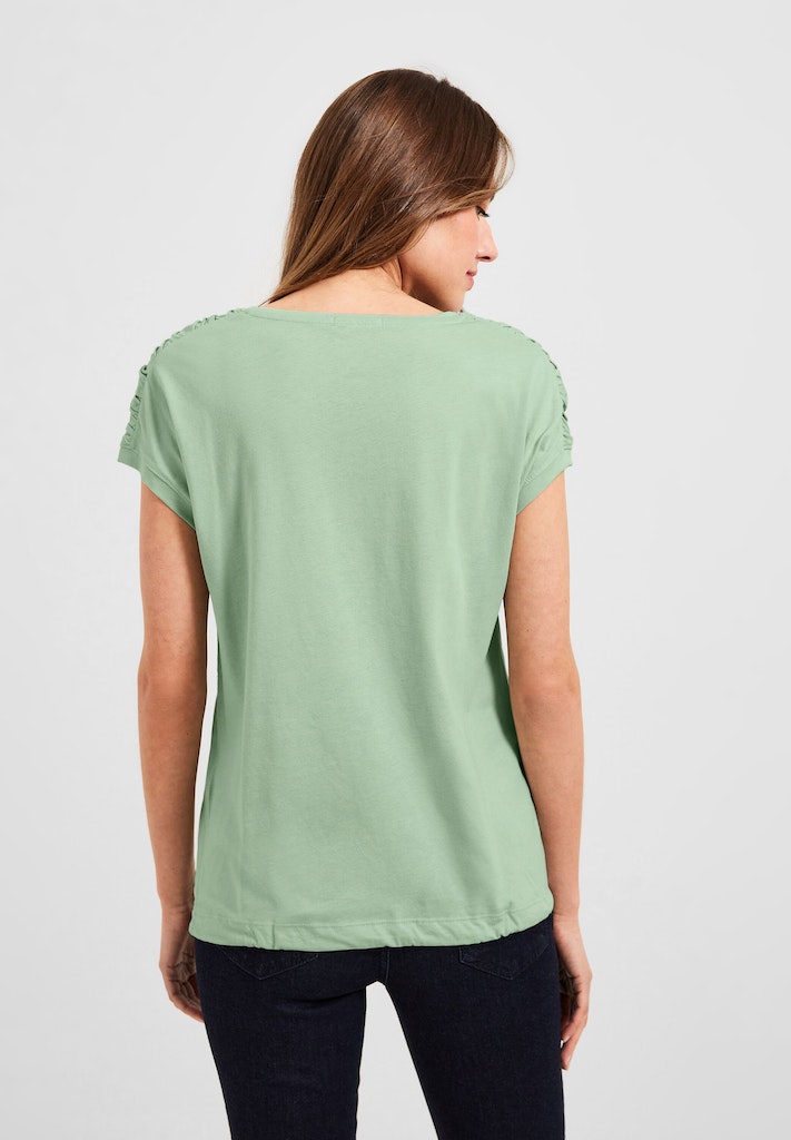 Damen T-Shirt kaufen Raffdetails blue deep Cecil T-Shirt bei online mit bequem
