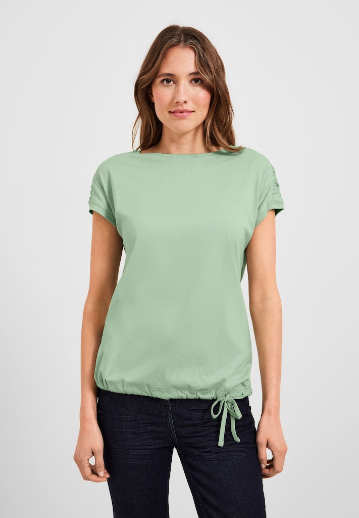 Cecil Damen T-Shirt T-Shirt mit Raffdetails deep blue bequem online kaufen  bei