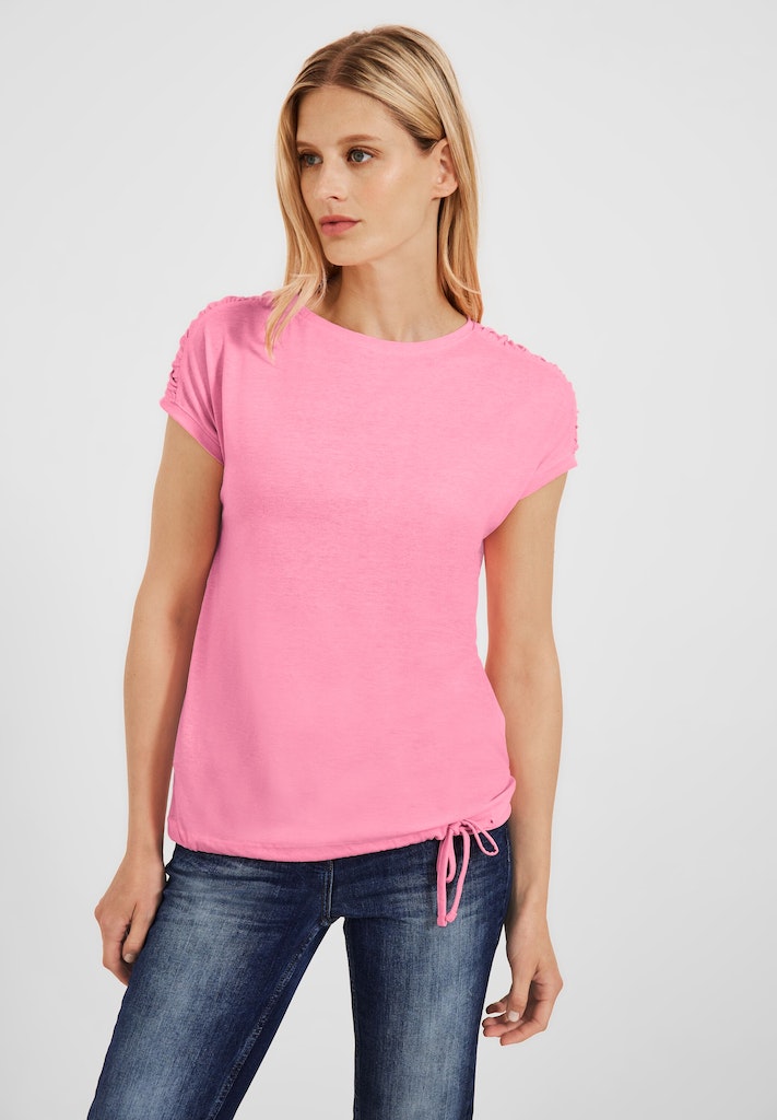 T-Shirt Damen mit T-Shirt deep bequem Raffdetails kaufen online bei Cecil blue