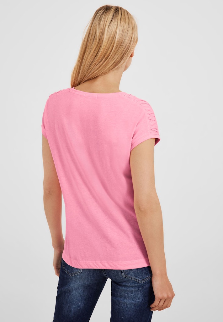 Cecil Damen mit kaufen Raffdetails bei T-Shirt deep bequem online T-Shirt blue