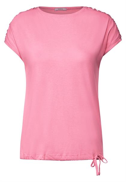 T-Shirt mit Raffdetails soft pink