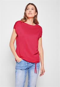 T-Shirt mit Raffdetails strawberry red