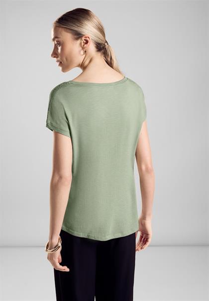 T-Shirt mit Raffung soft moss green